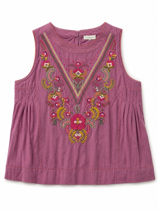 Sundance Tops - Sundance Embroidered Sleeveless Top Boho Floral Pink NWT Large